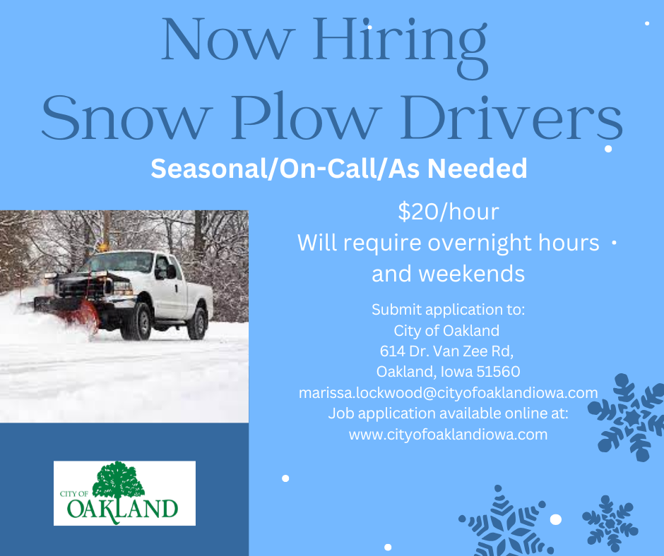 snow plow truck now hiring blue snowflakes